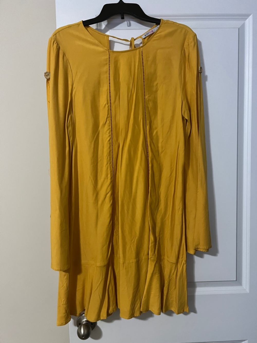 JustFab Mustard Long-Sleeve Shift Dress